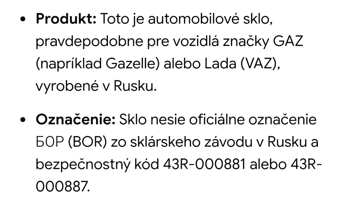 Originál autosklo veteran - 2