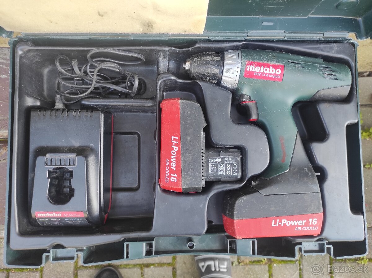 Predám set vrtačky Metabo BSZ 14.4 Impuls + 2x baterka - 2