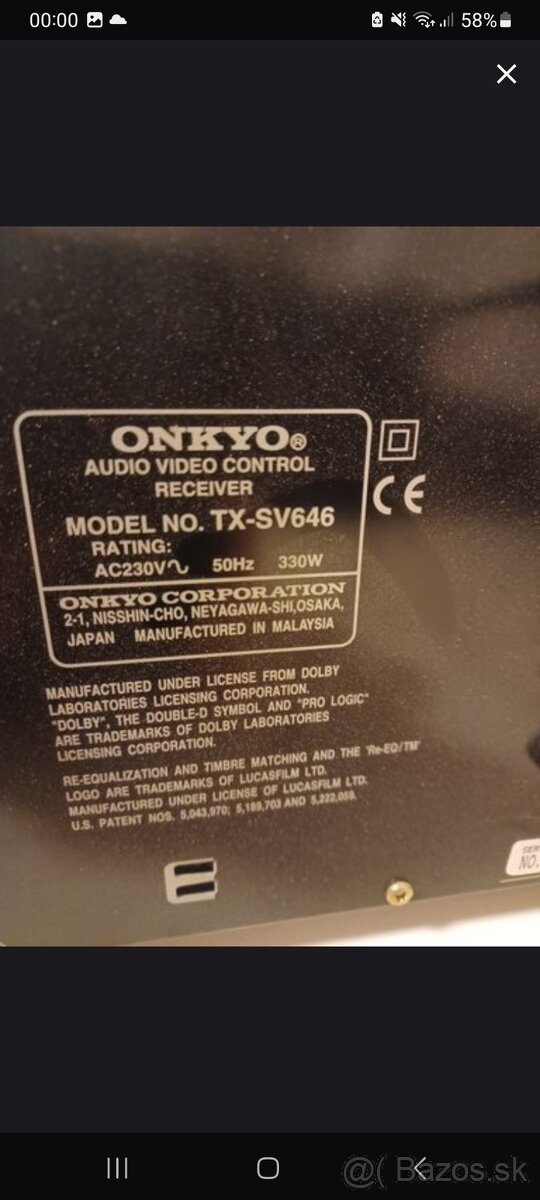 Receiver Onkyo TX – DV 646 - 2