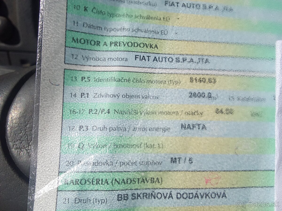 Predám motor 2,8D Fiat ducato - 2