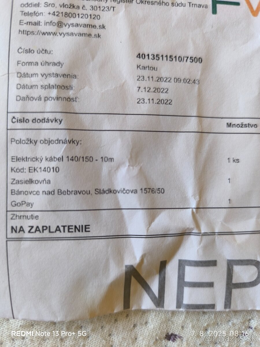 Kábel na worverk - 2