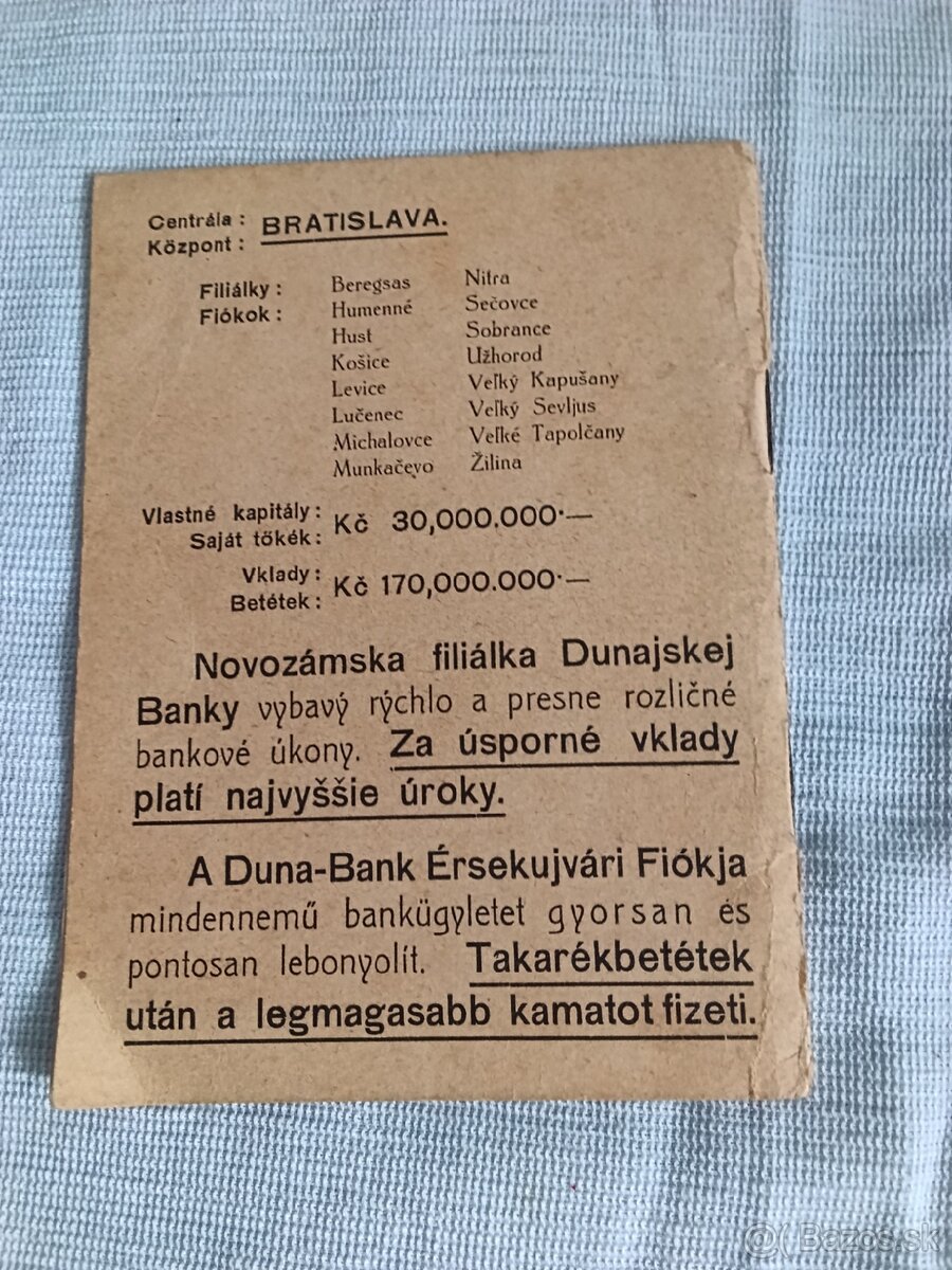 DUNAJSKA BANKA KNIZKA 1929 - 2