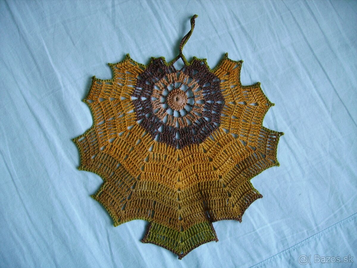 Ručné háčkovaná dečka Jesenný list - 2