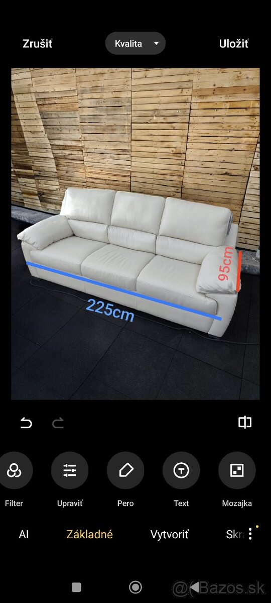 Krémový kožený gauč - 2