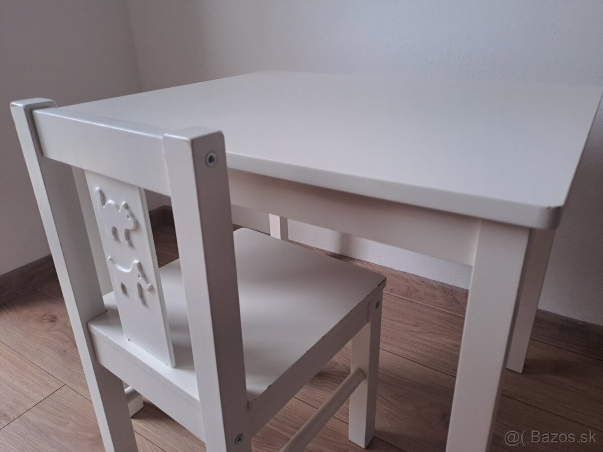 Stôl ikea + stolička kitter biela farba - 2