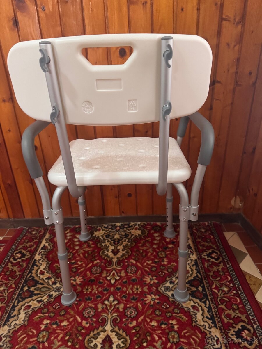 Stolička do sprchy,nepoužívana,nastaviteľná, s operadlom - 2