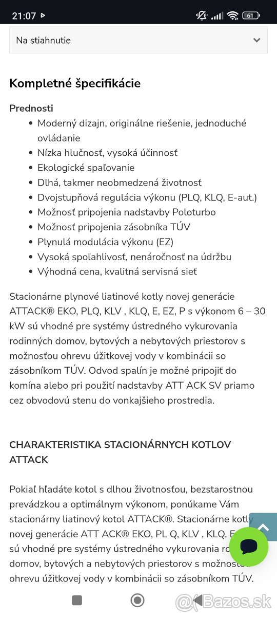 ATTACK Plynový liatinový kotol 25 PLQ - 2