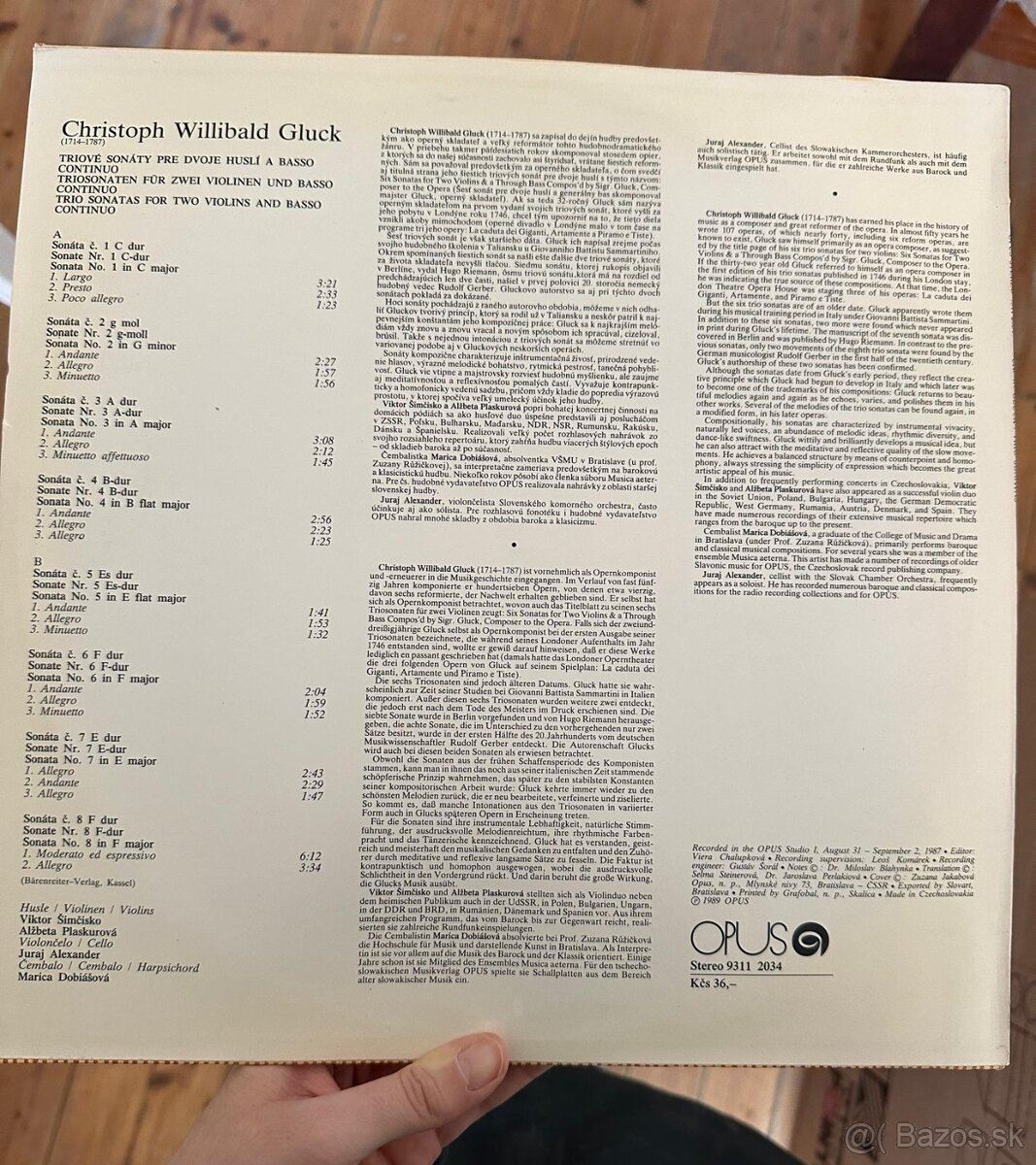 Predám LP - Gluck – Trio Sonatas For Two Violins And Basso C - 2