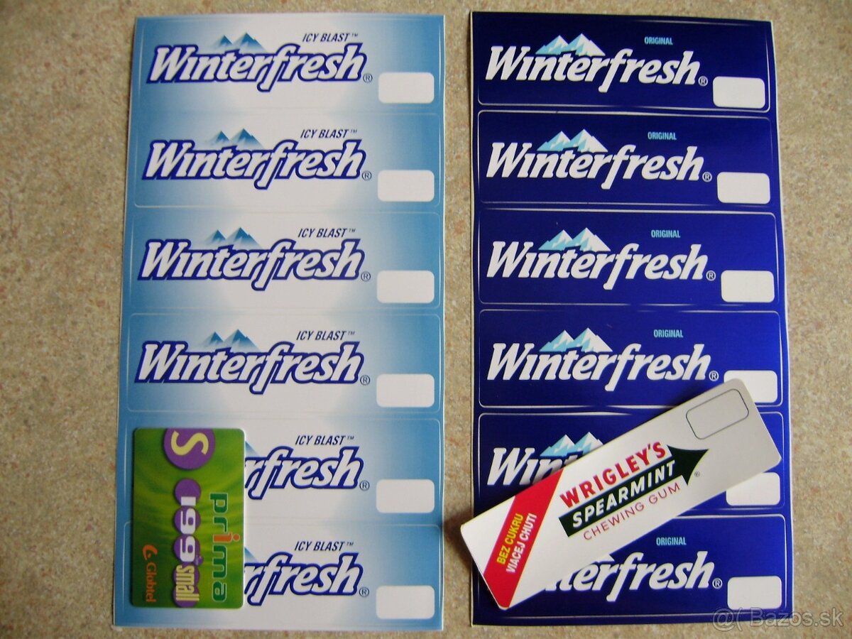 Predám, nálepky, žuvačky Wrigleys Winterfresh. - 2