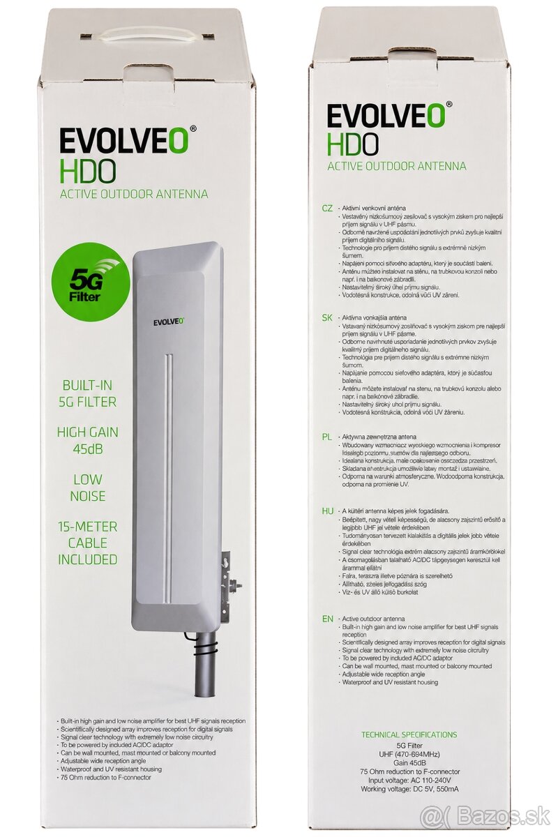 EVOLVEO HDO digitálna antna, TV anténa, DVB-T, DVB-T2, - 2