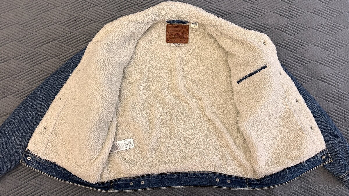 Pánska džínsová zateplená bunda LEVIS - veľkosť M - 2