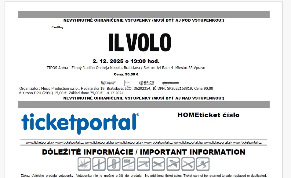 Vstupenky IL VOLO - 2