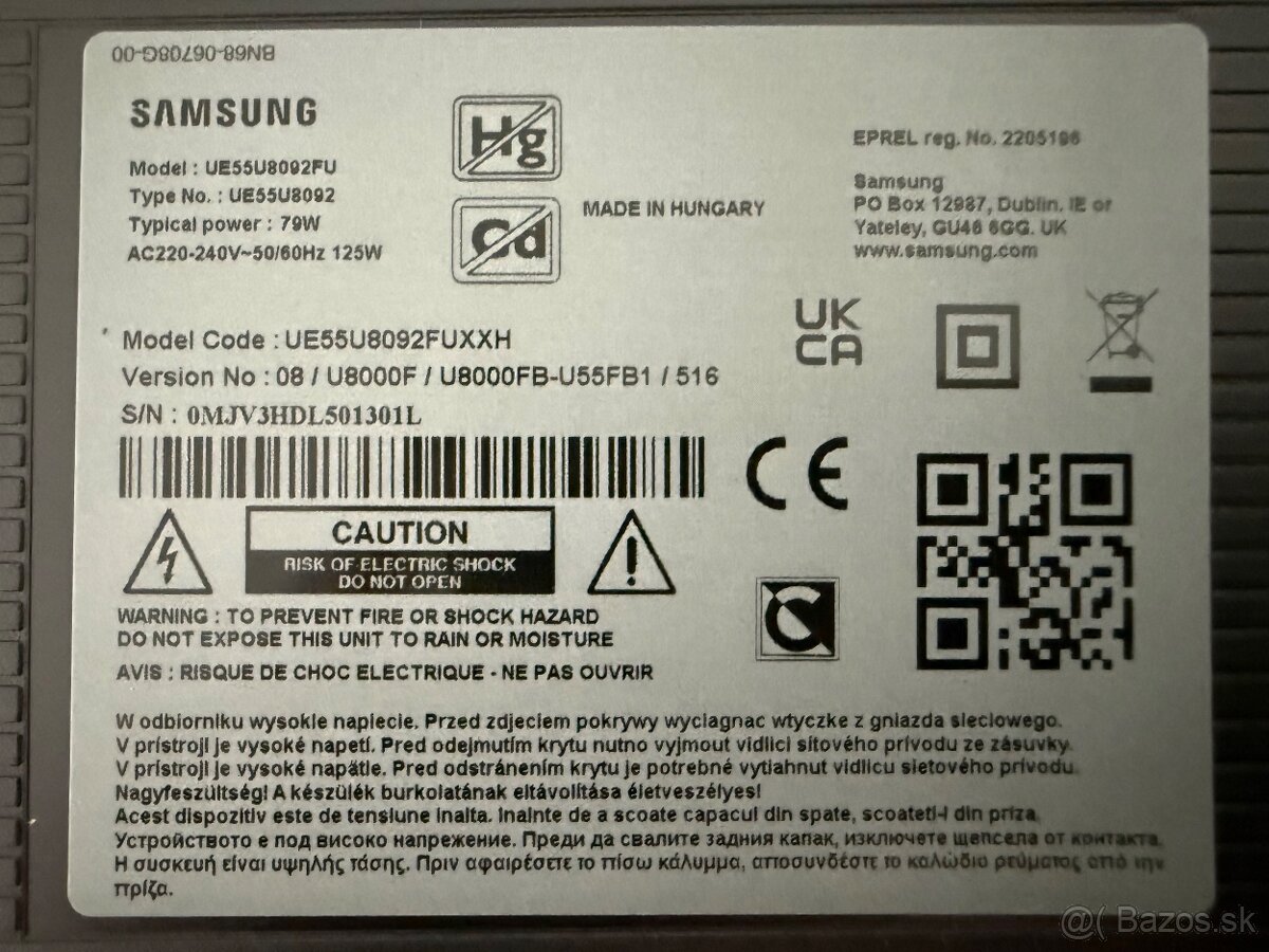 Televízor Samsung 55 palcov . - 2