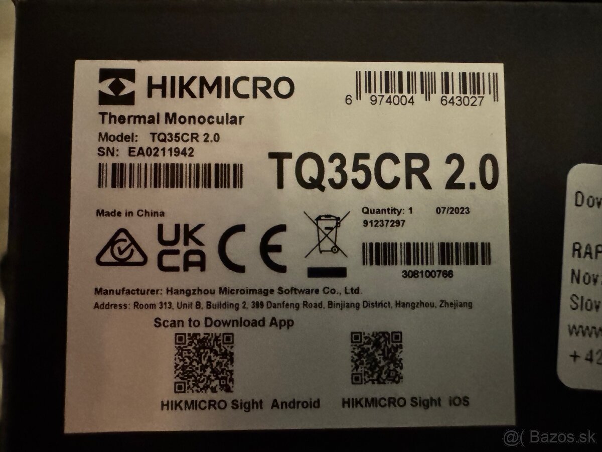 Hikmicro thunder 2.0 TQ35 vrátane adaptéru - 2