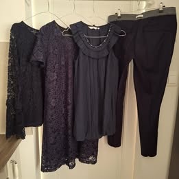 Dámske modré čipkované šaty, topy, nohavice - 2