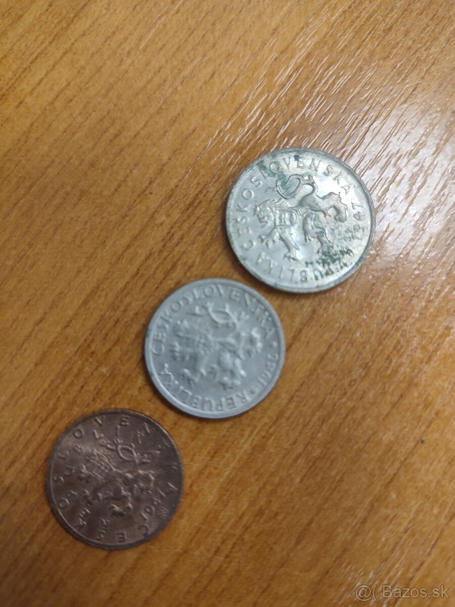 ČSR mince 1 , 2 koruna a 50 halierov - 2