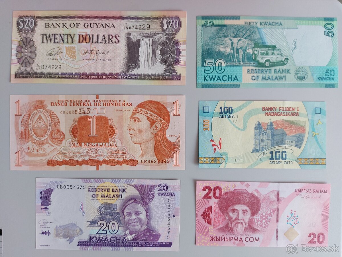 Zbierka bankoviek po 2 a 3 EUR - rôzne svetové - 2