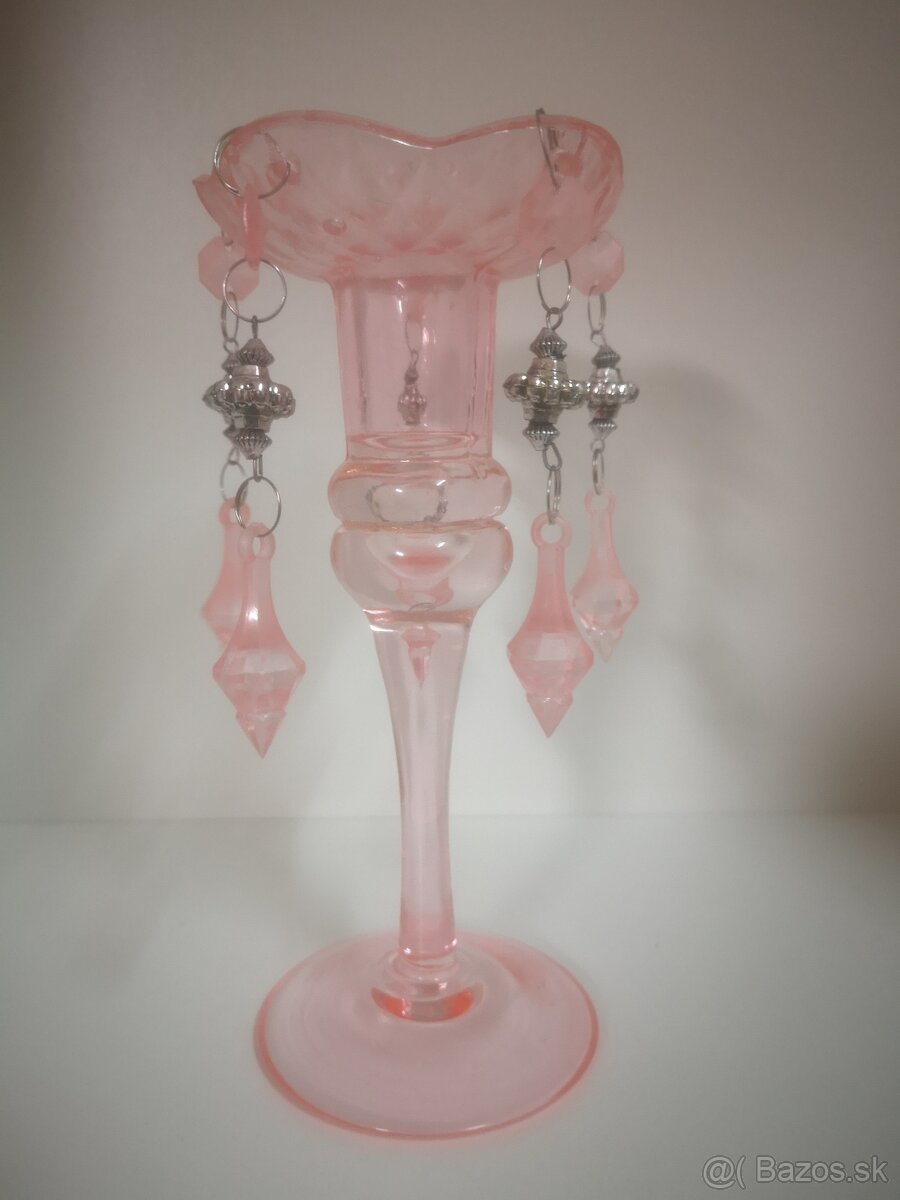 Svietnik - ružové sklo - 2