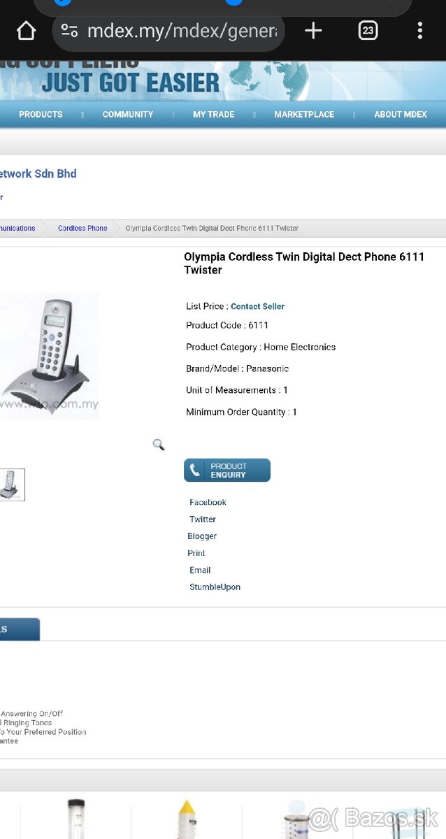 Olympia Cordless Twin Digital Dect Phone 6111 Twister - 2