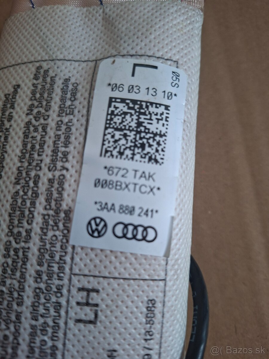 Soferov airbag do sedačky VW passat B7 - 2