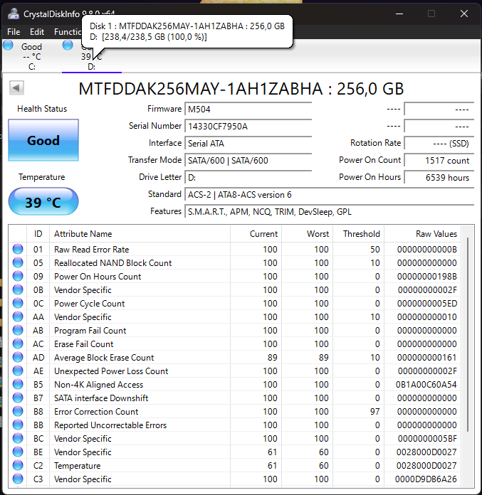 SSD Micron M550 256GB MLC, SATA III - 2
