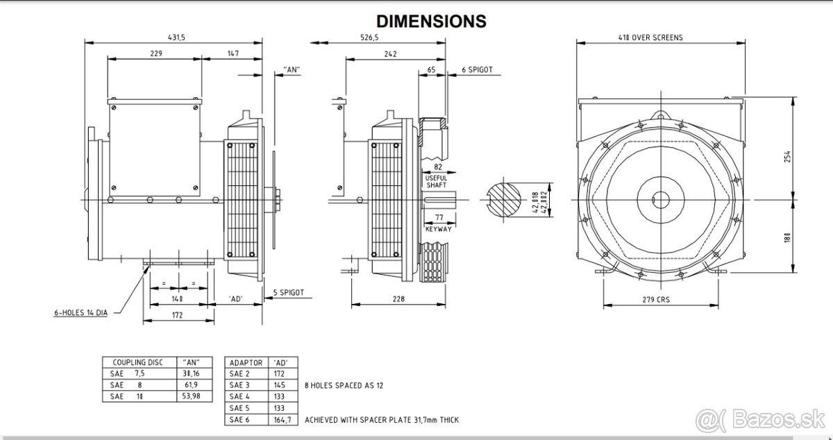 STAMFORD 3-fázový generator prúdu 25KWA s AVR regulací - 2