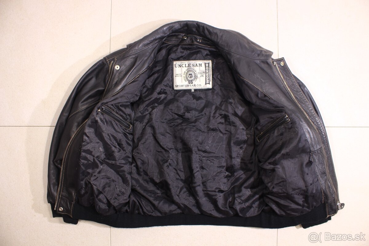 Pánská luxusní kožená bunda bomber Uncle Sam XL - 2