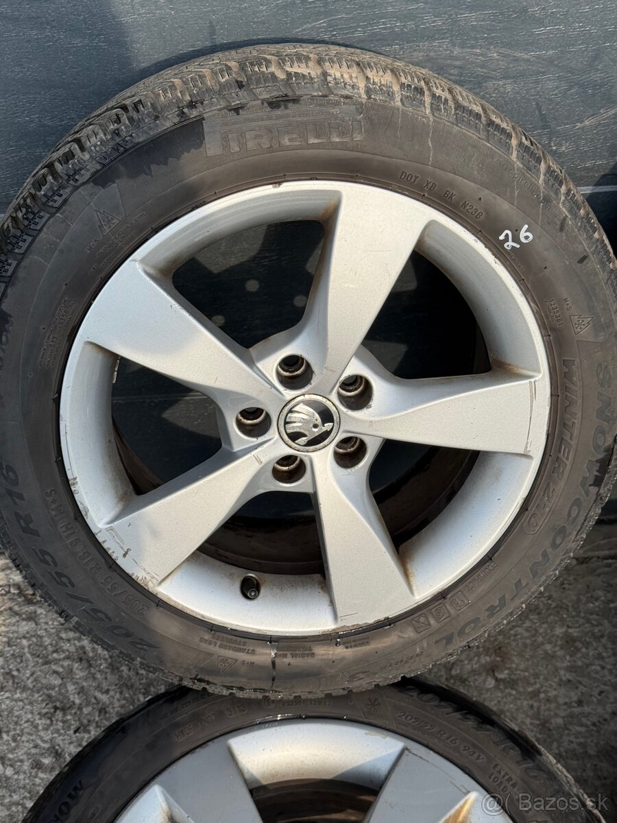 Predám elektrony 5x100 r16 zimné pneu disky Škoda - 2