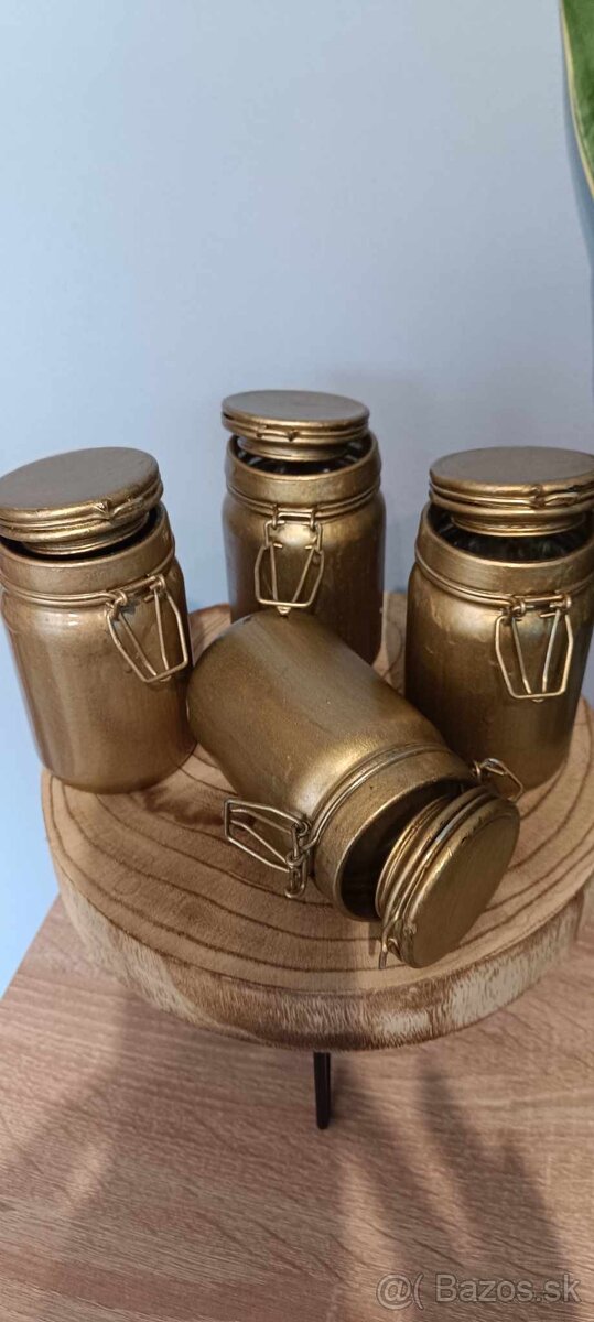 Handmade zlaté vázičky / svietniky svadobná výzdoba - 2