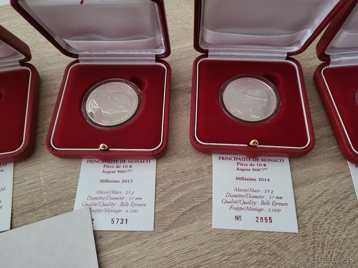 Strieborné mince monaco - 2