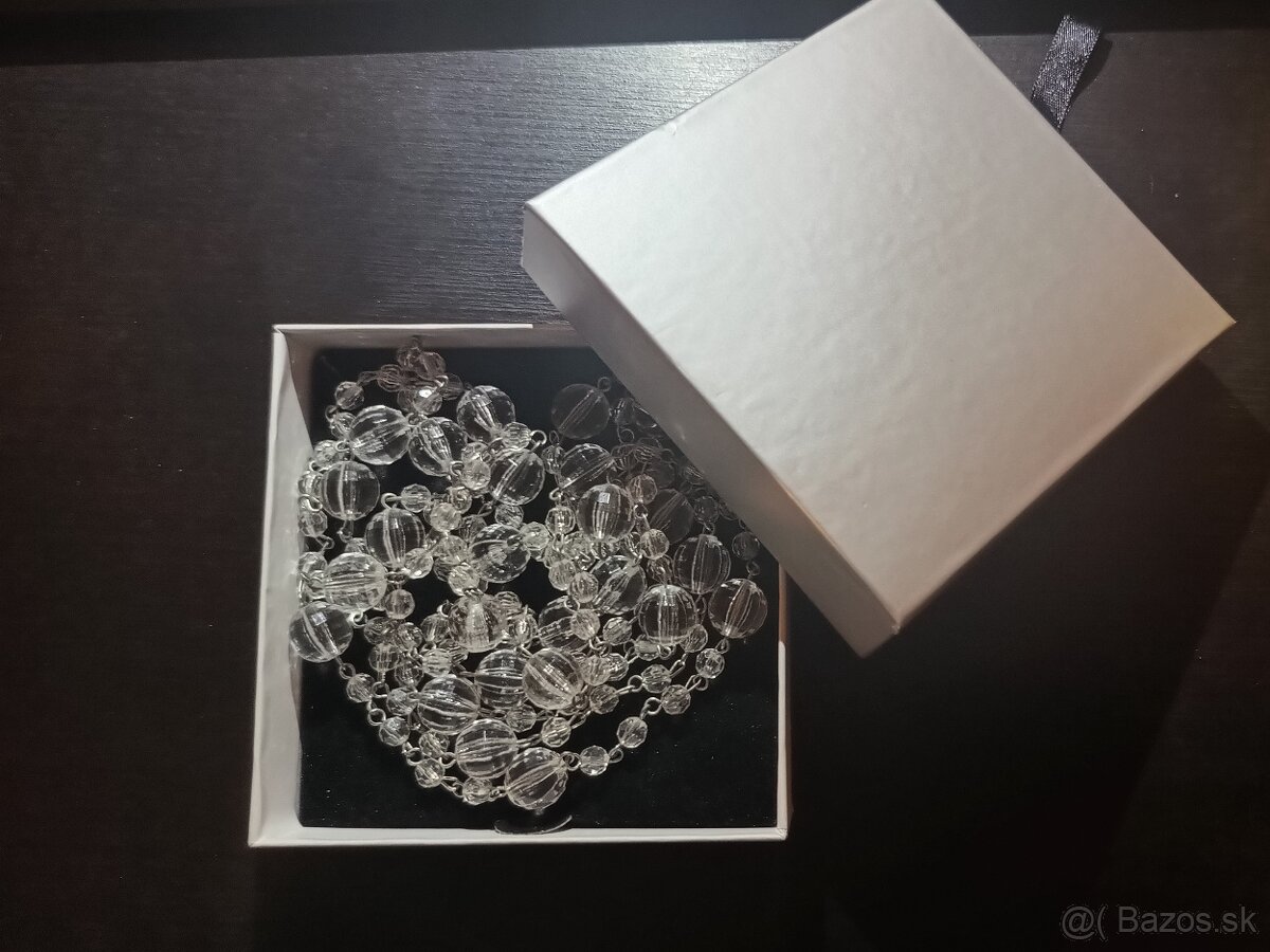 Náhrdelník s priesvitnými gorálkami + krabička - 2