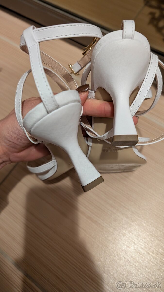 Talianske biele sandále 100% koža - 2