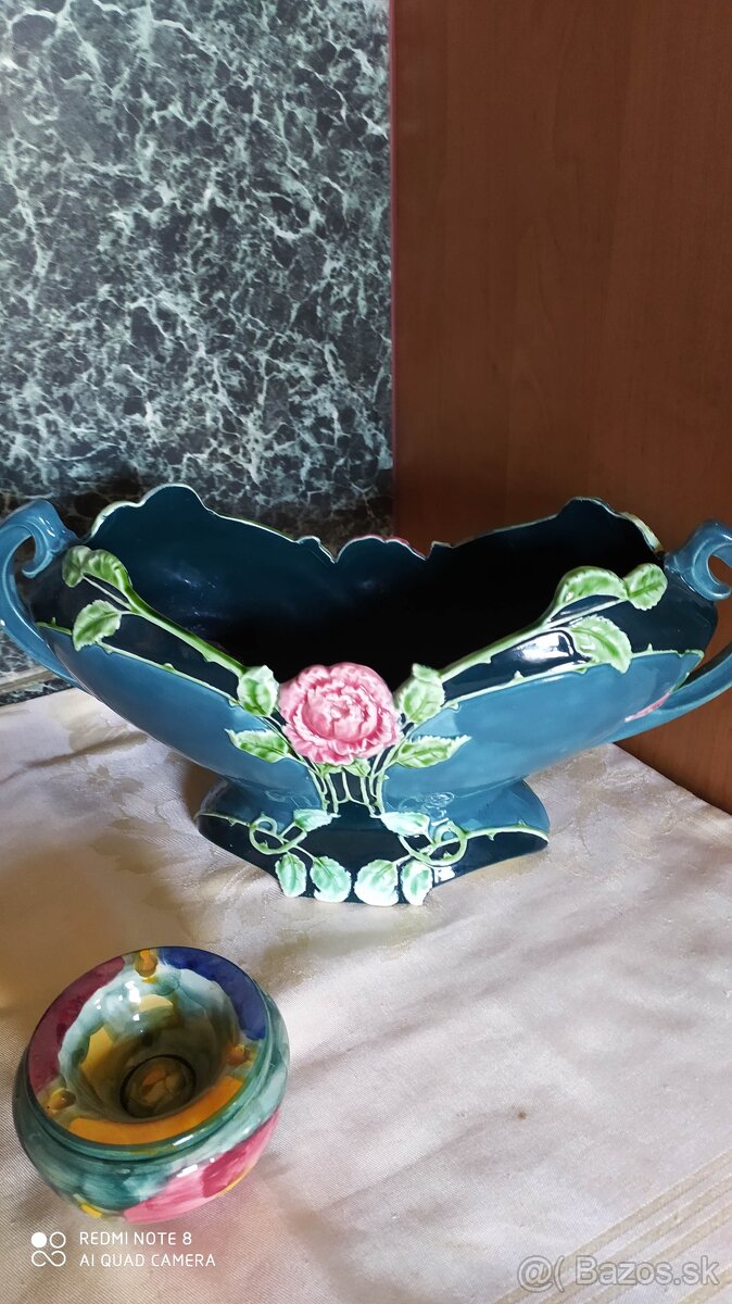 Porcelánová secesná misa, váza - 2
