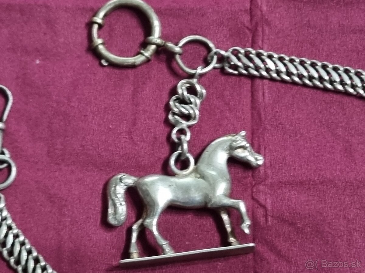 Strieborná retiazka,na vreckové hodinky. - 2