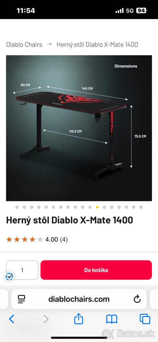 Herný stôl Diablo x mate 1400 - 2