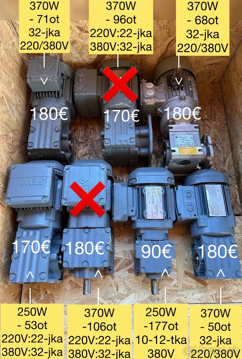SEW; mlynček 250W; 370W; el.prevodovky - 2