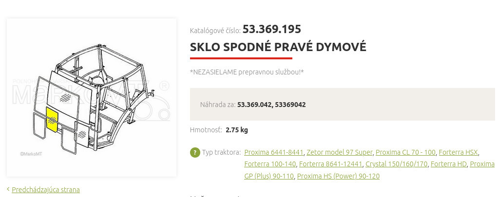 Sklo/okno na Zetor - 2