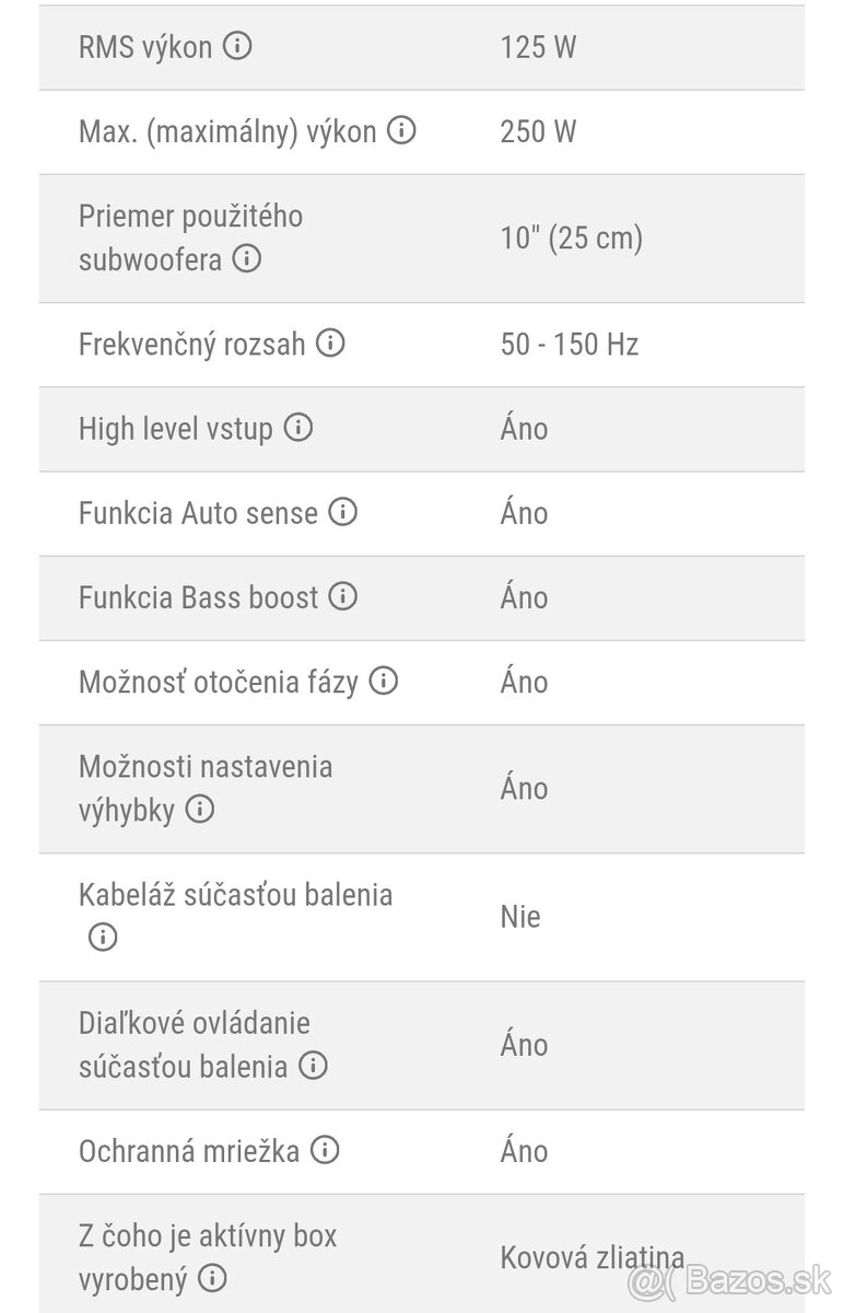 Predám subwoofer pod sedadlo - 2