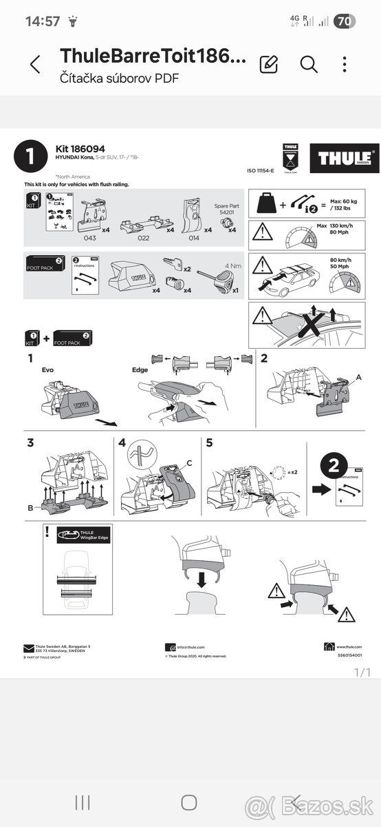Stresny nosic Thule wingbar Hyundai Kona - 2