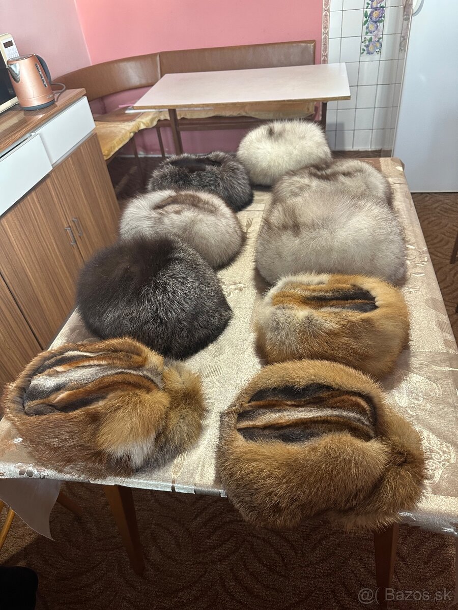 Čiapky z pravej kože - polárne, hrdzavé, strieborné - 2