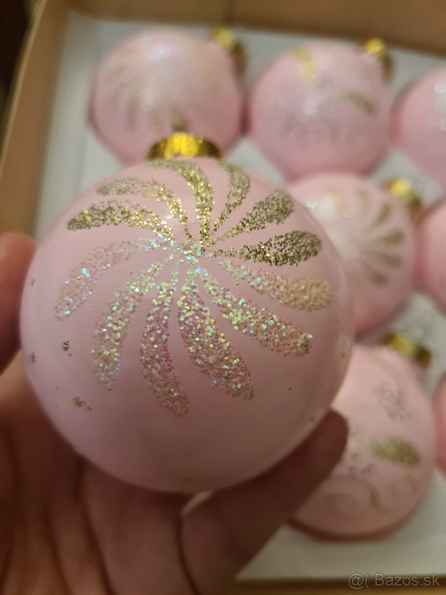 Vianočné ružové gule 12 ks - 2