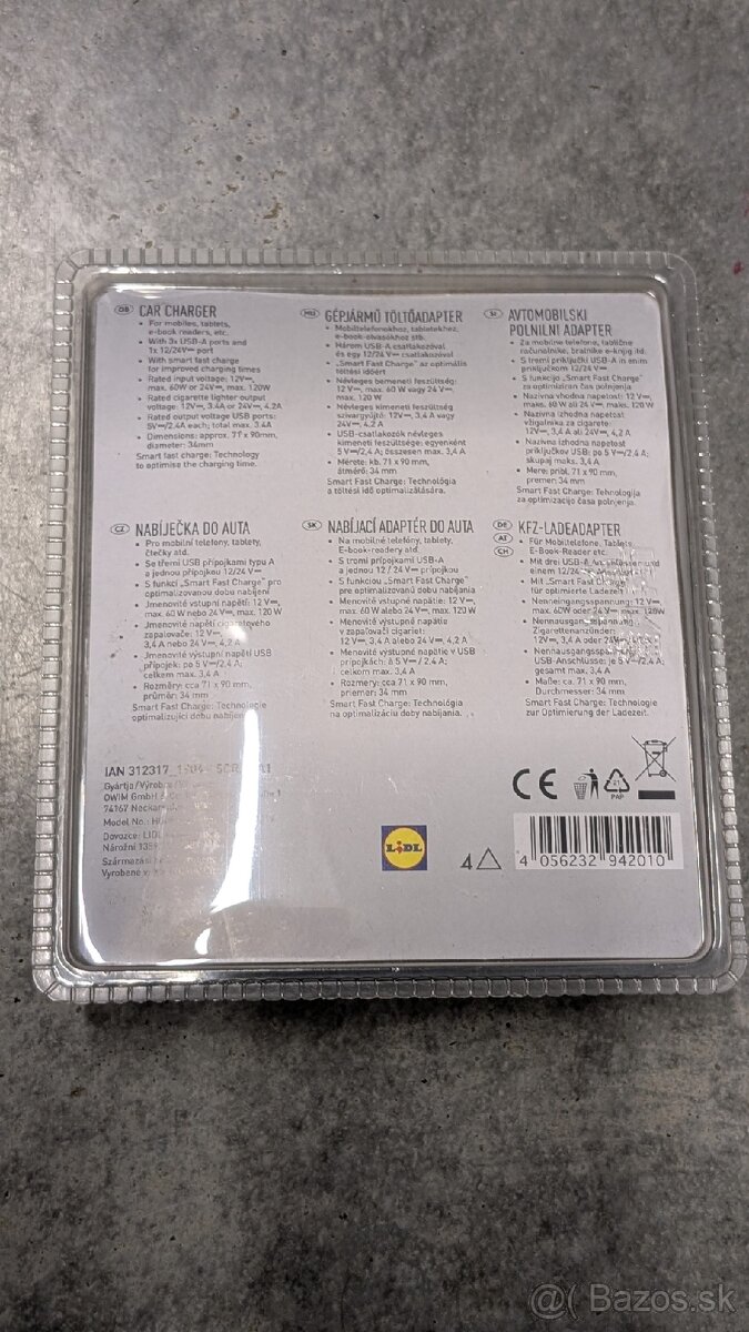 Nabijacka do autozapalovaca, 3x USB - 2