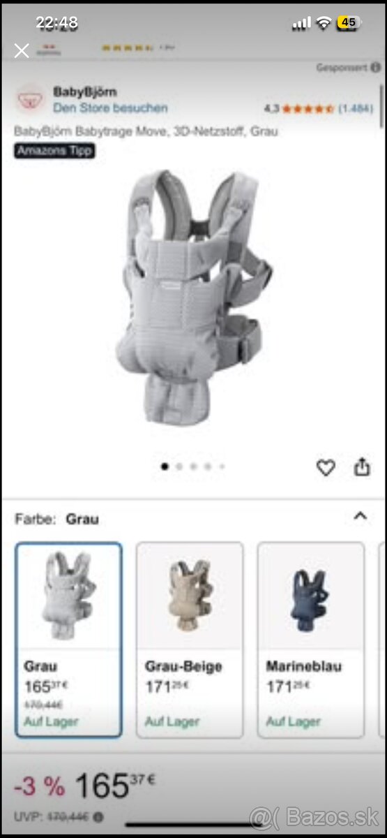 Babybjörn Move Grey nosič pre bábätká - 2