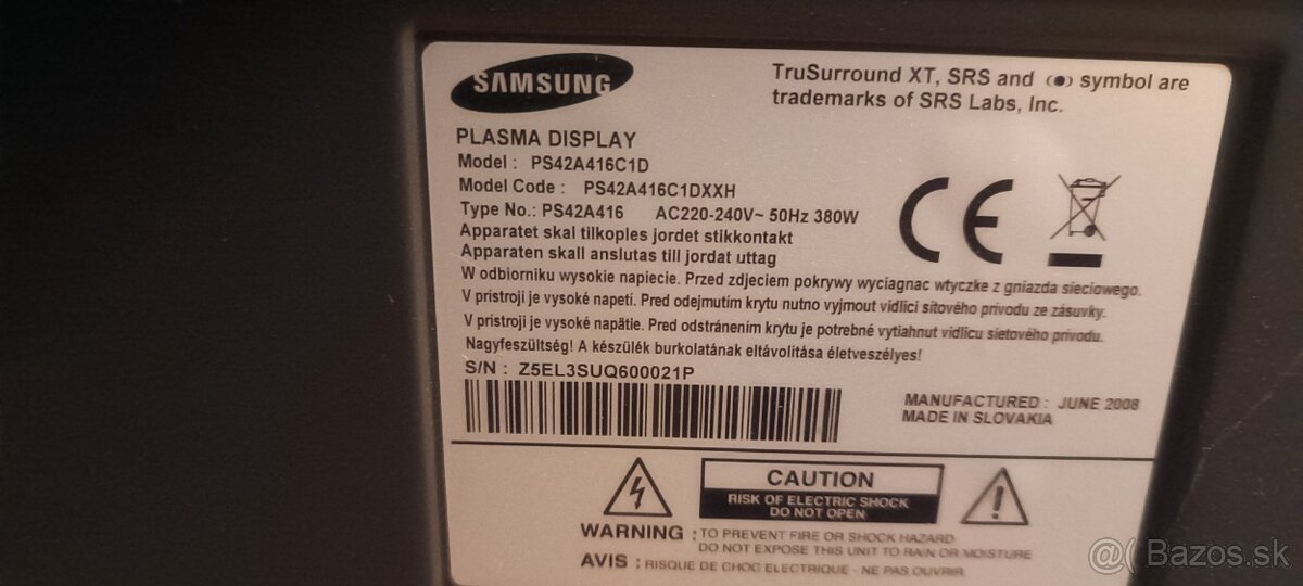 Plazmový televízor Samsung 42“ - 2