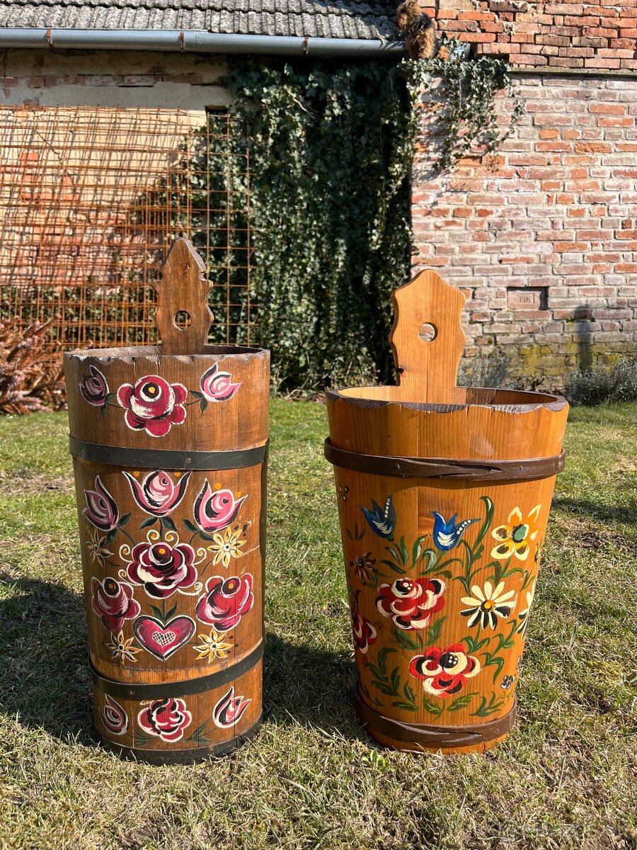 Drevené ručne maľované nádoby - 2