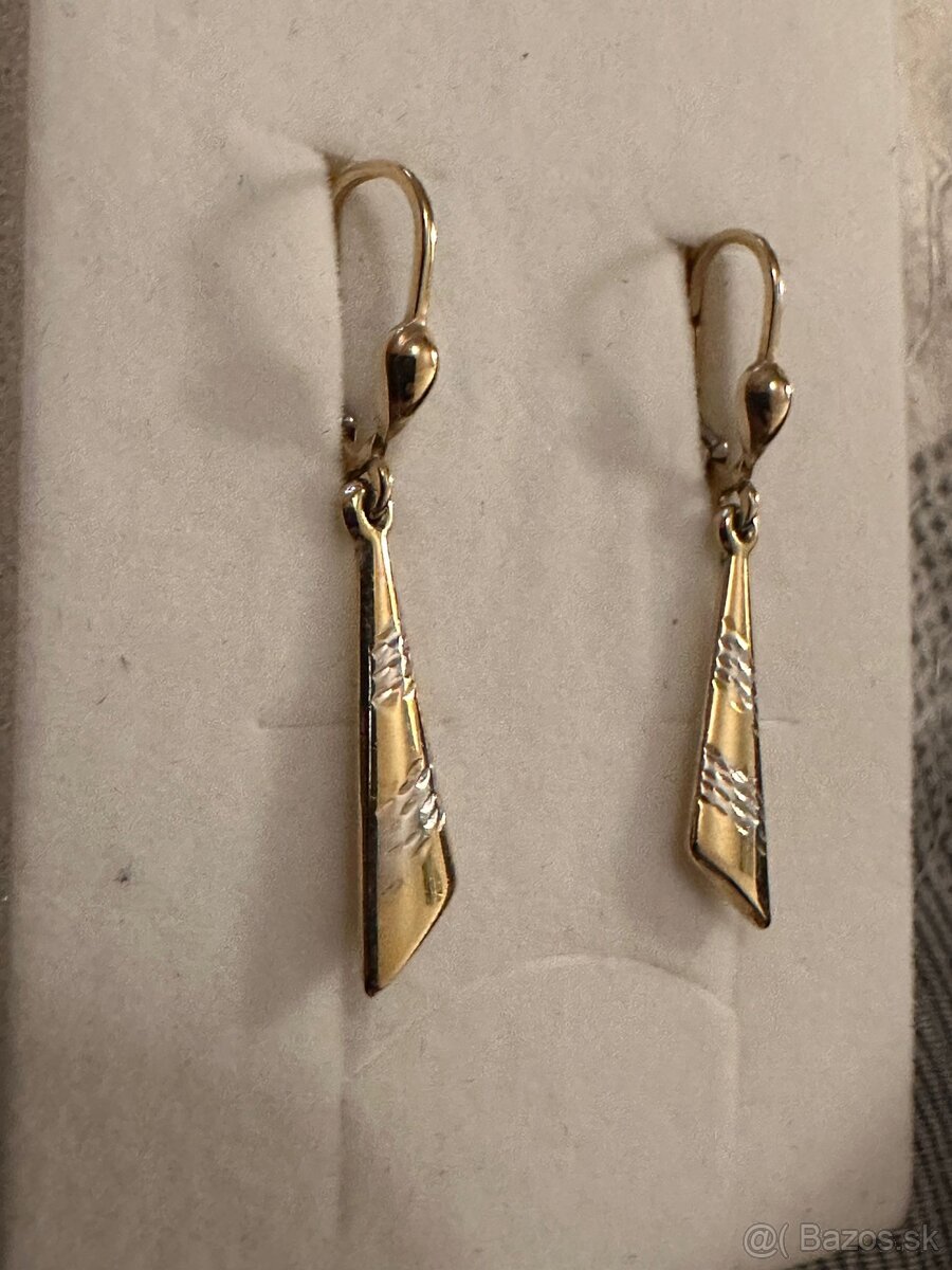 dámske zlaté náušnice visiace 14kt zlato - 2