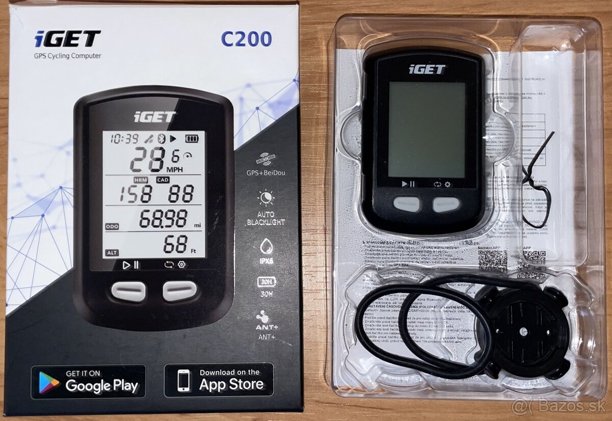 Predám cyklopočitač iGET C200 , GPS, plus senzor ASPD70 - 2
