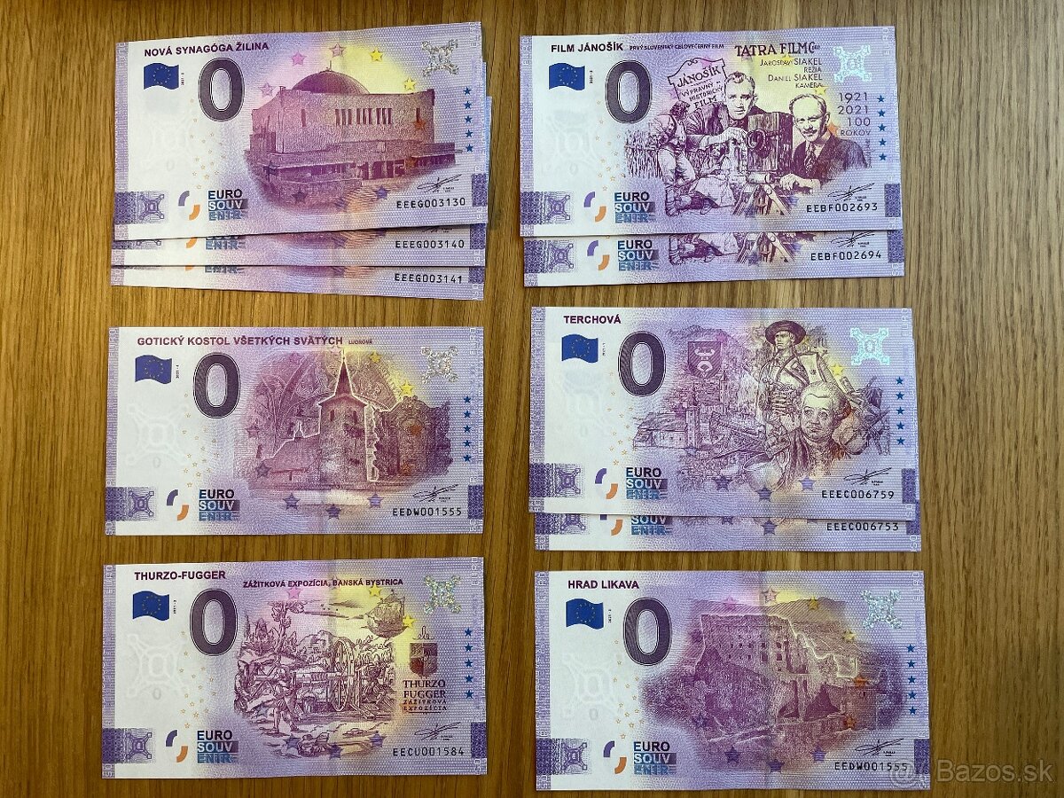 0 euro, eurosouvenir, bankovky ROK 2021 - 2