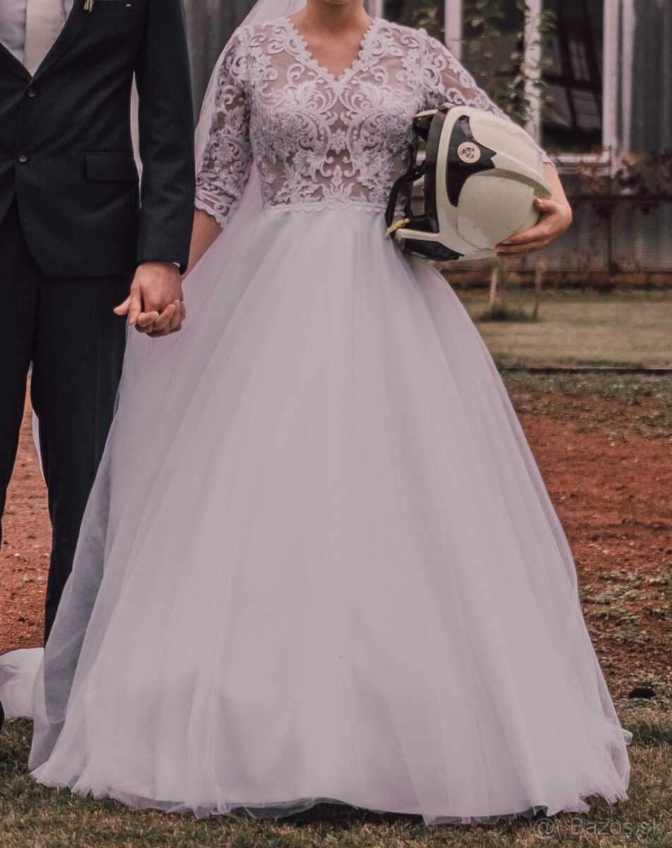 Svadobné šaty, 2ks závoj, kruh - 2