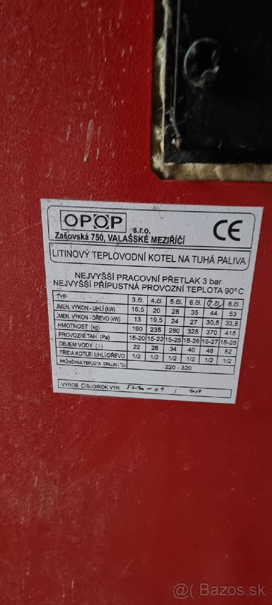 Predám liatinový kotol OPOP U7 - 2